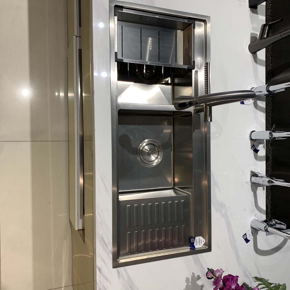 Chậu chén Inox 304 2 hộc 110x48cm Luxta LC11048-3.0