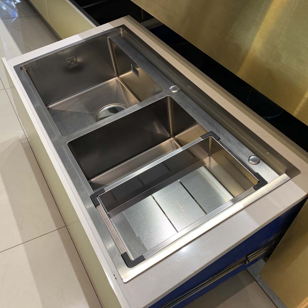 Chậu chén Inox 304 2 hộc 110x48cm Luxta LC11048-3.0