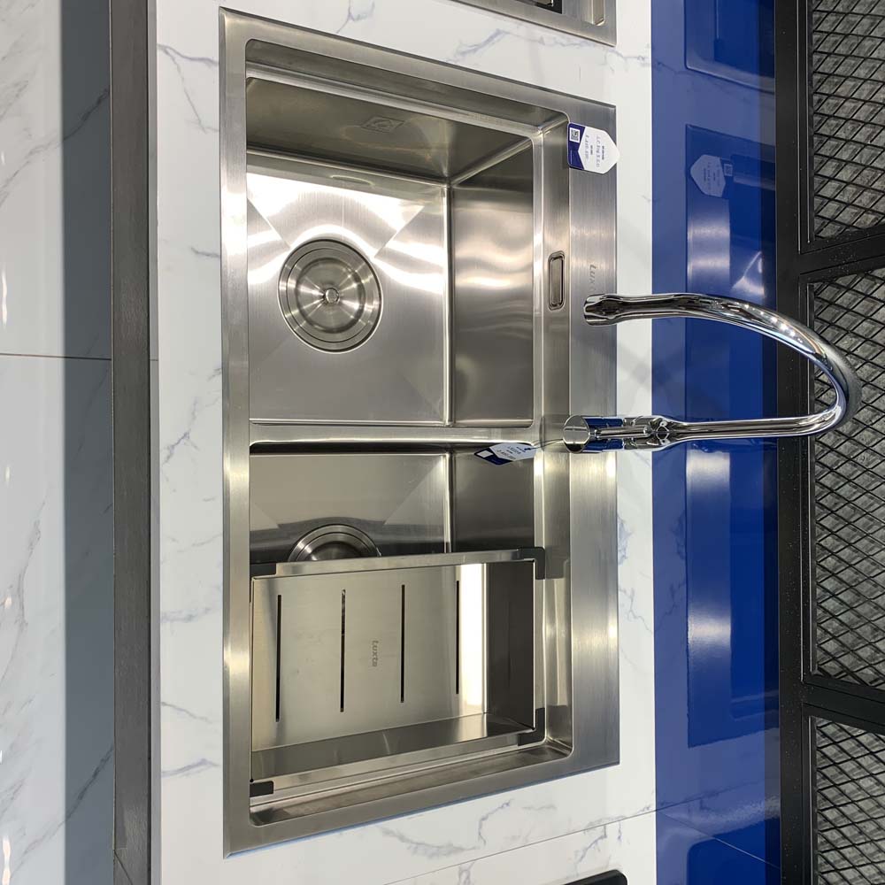 Chậu chén Inox 304 2 hộc 80x49cm Luxta LC8049-5.0