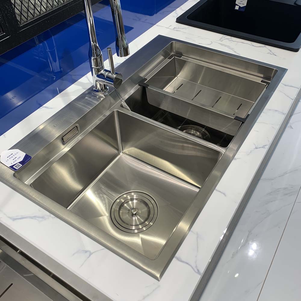 Chậu chén Inox 304 2 hộc 80x49cm Luxta LC8049-5.0