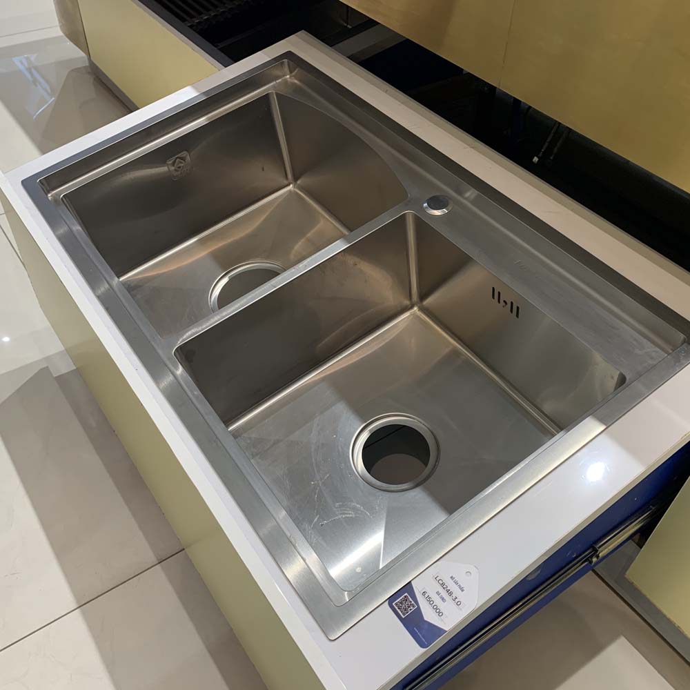 Chậu chén Inox 304 2 hộc 82x48cm Luxta LC8248-3.0
