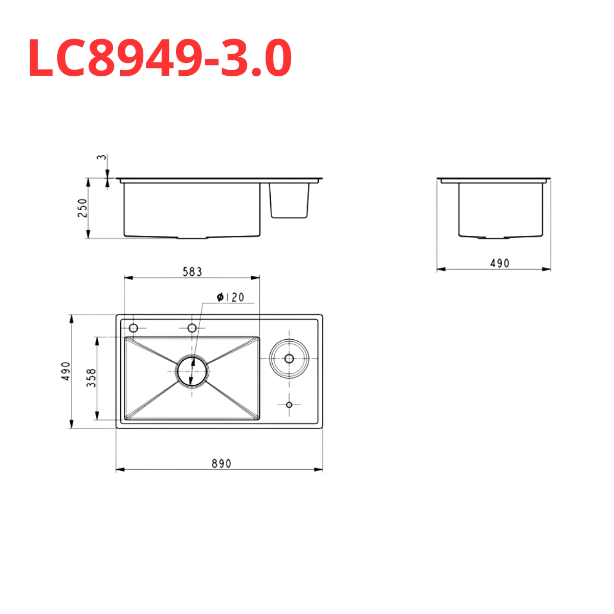 Chậu rửa chén 1 hố Luxta LC8949-3.0