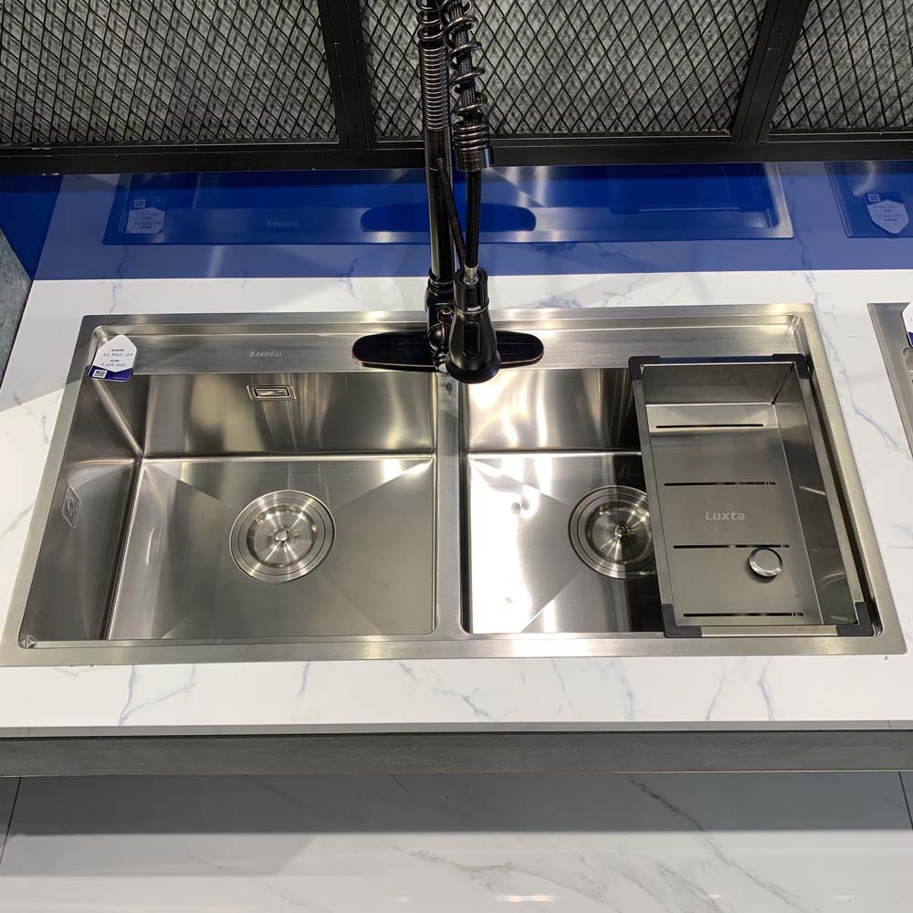 Chậu chén Inox 304 2 hộc 96x48cm Luxta LC9648-3.0