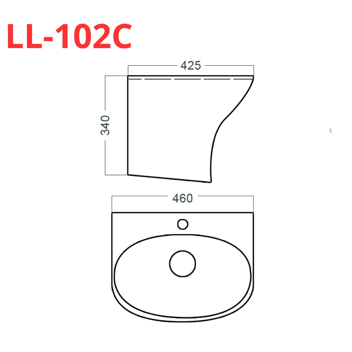 Chậu rửa mặt lavabo treo tường Luxta LL-102C liền khối