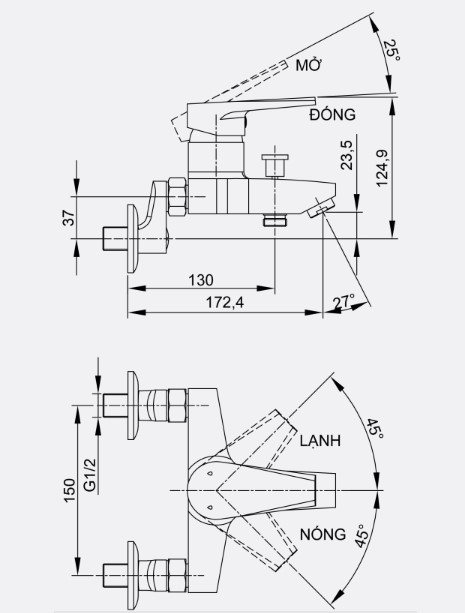 Vòi sen nóng lạnh Luxta L2214NX3
