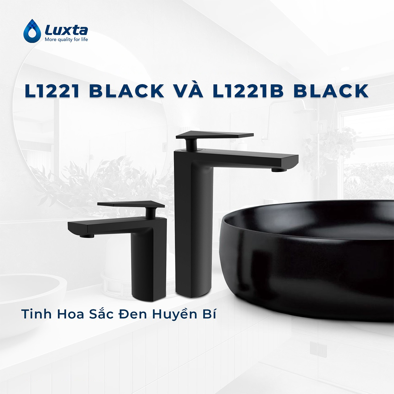 Vòi chậu lavabo nóng lạnh Luxta L1221-Black