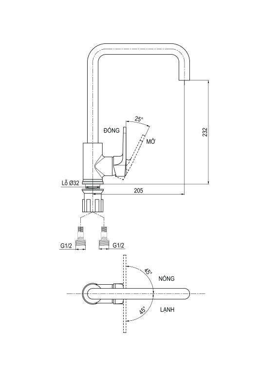 Vòi bếp nóng lạnh LUXTA L3210V
