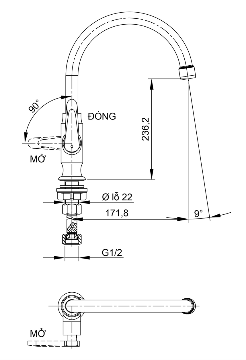 Vòi bếp lạnh Luxta L3101T3