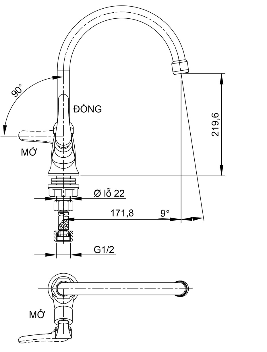 Vòi bếp lạnh Luxta L3105M