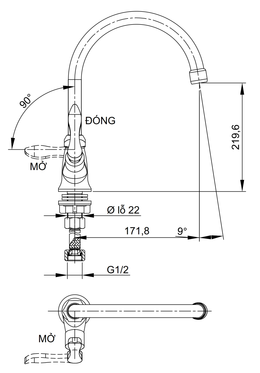Vòi bếp lạnh Luxta L3105Q5