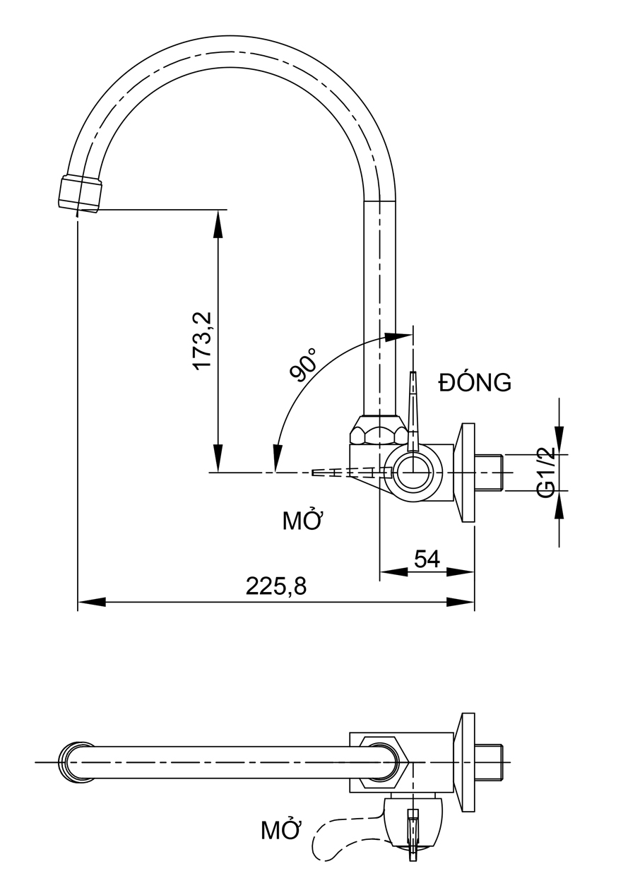 Vòi bếp lạnh gắn tường Luxta L3106F1