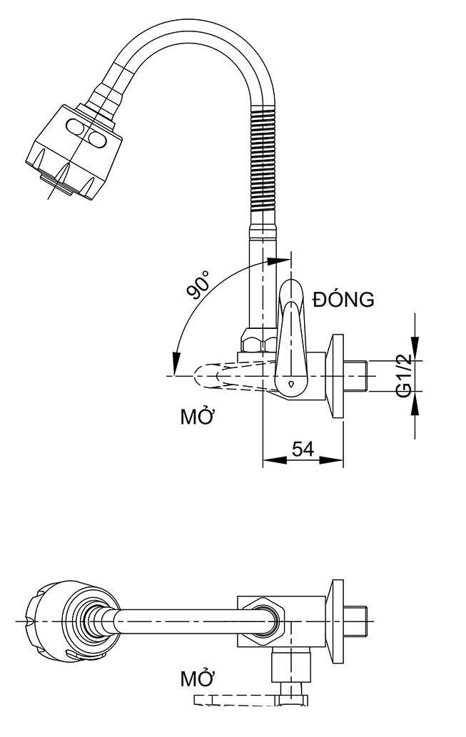 Vòi bếp lạnh gắn tường Luxta L3106T3B