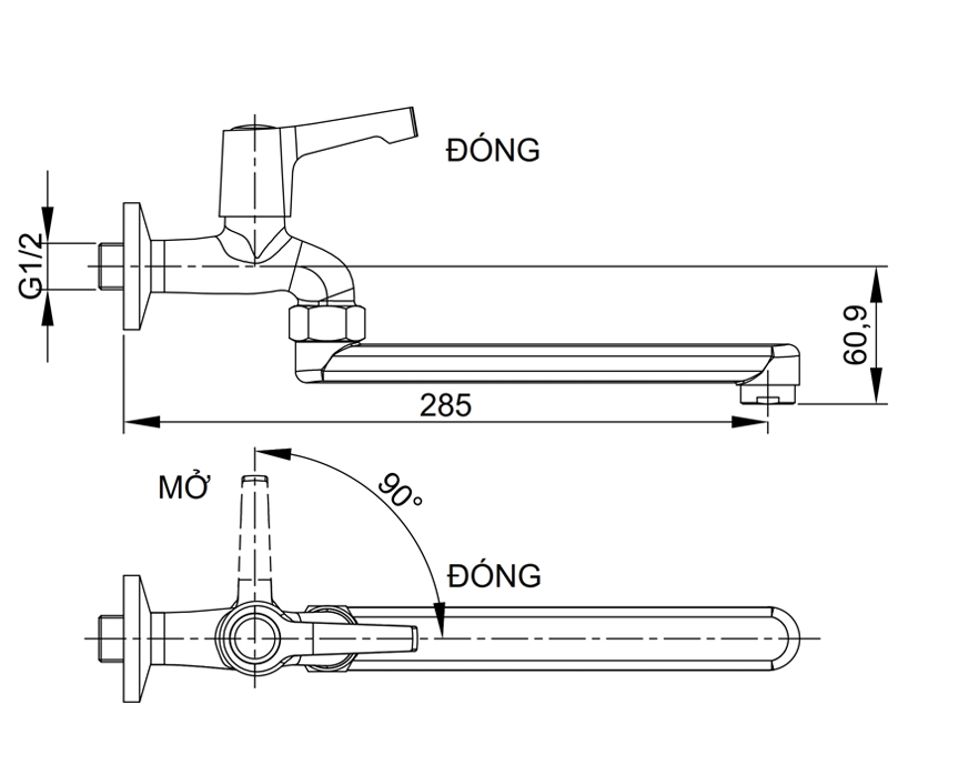 Vòi bếp lạnh gắn tường Luxta L3108T1