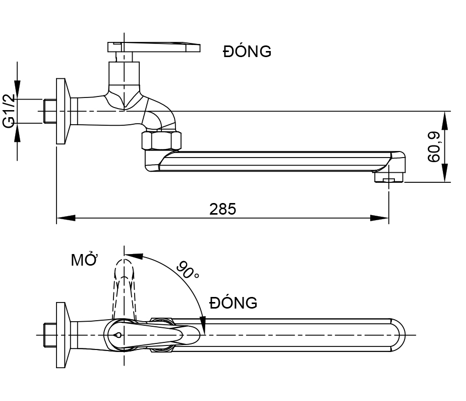 Vòi bếp lạnh gắn tường Luxta L3108T3