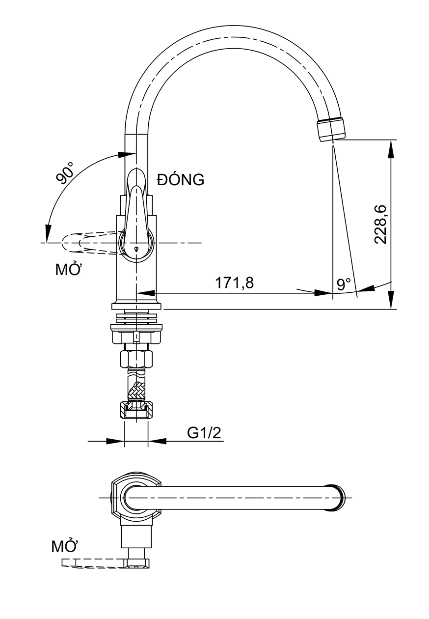 Vòi bếp lạnh Luxta L3114T3