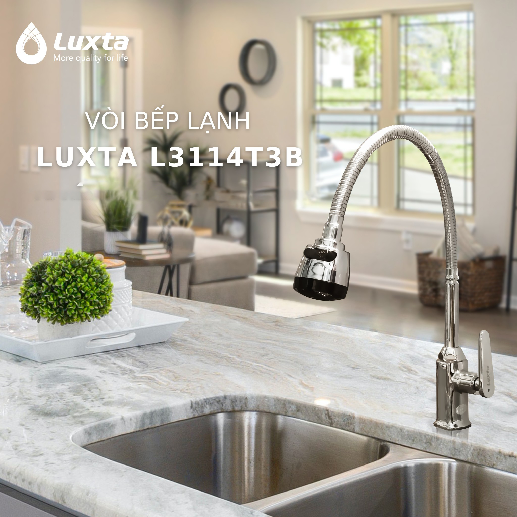 Vòi rửa chén thân mềm Luxta L3114T3B