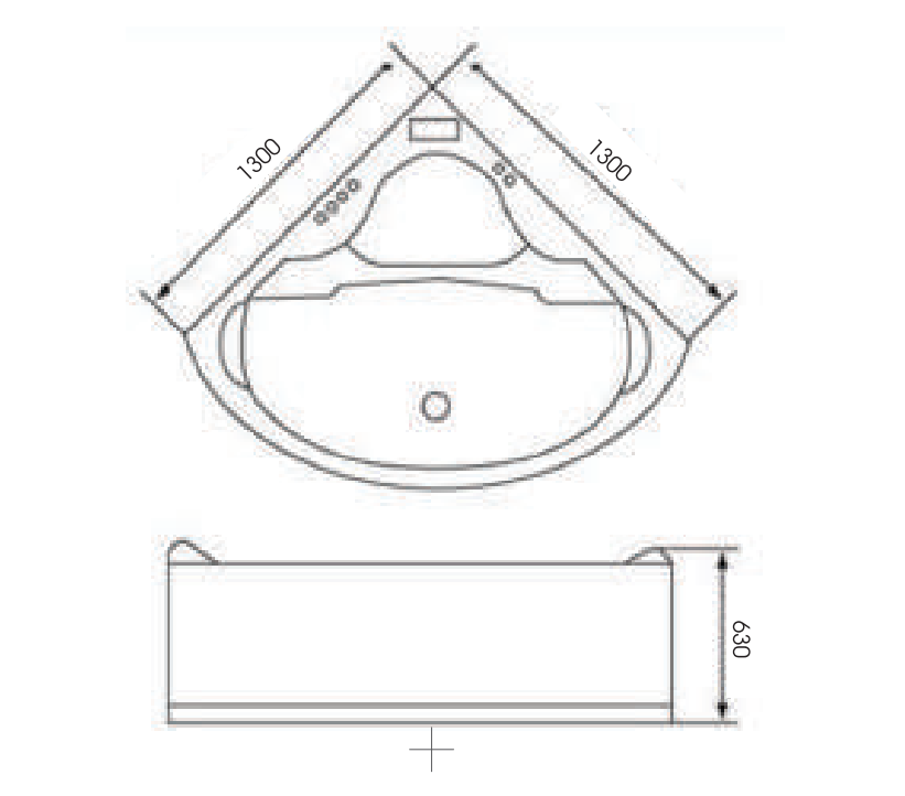 Bồn tắm nằm đặt góc tròn MANHATTAN M20805
