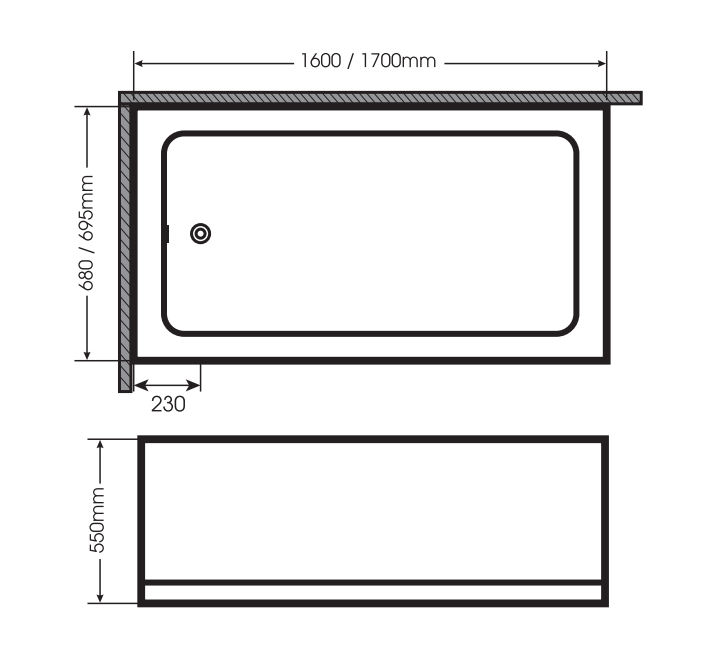 Bồn tắm nằm chữ nhật 1m6 MANHATTAN M20801-1m6