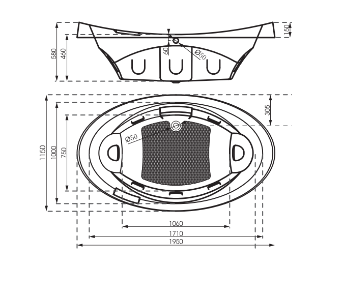 Bồn tắm nằm massage sục khí MANHATTAN MS-8857-SUCKHI