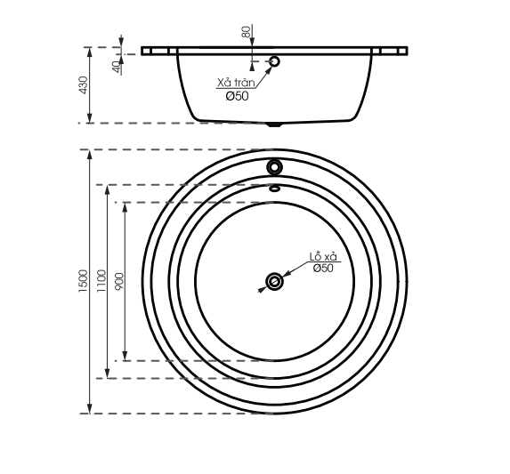 Bồn tắm nằm tròn massage MANHATTAN MS-8864