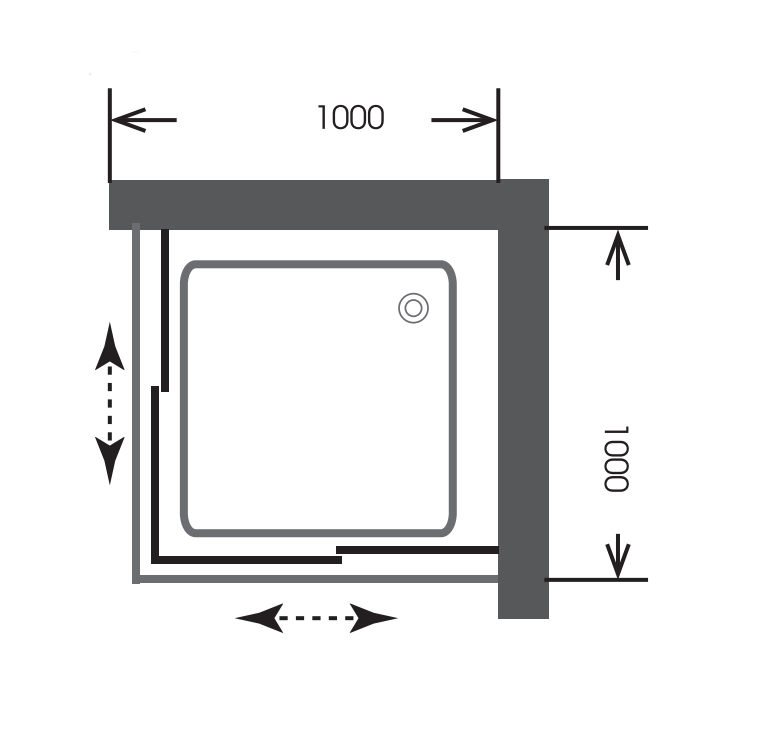 Đế phòng tắm đứng vuông 1000x1000cm MANHATTAN P10