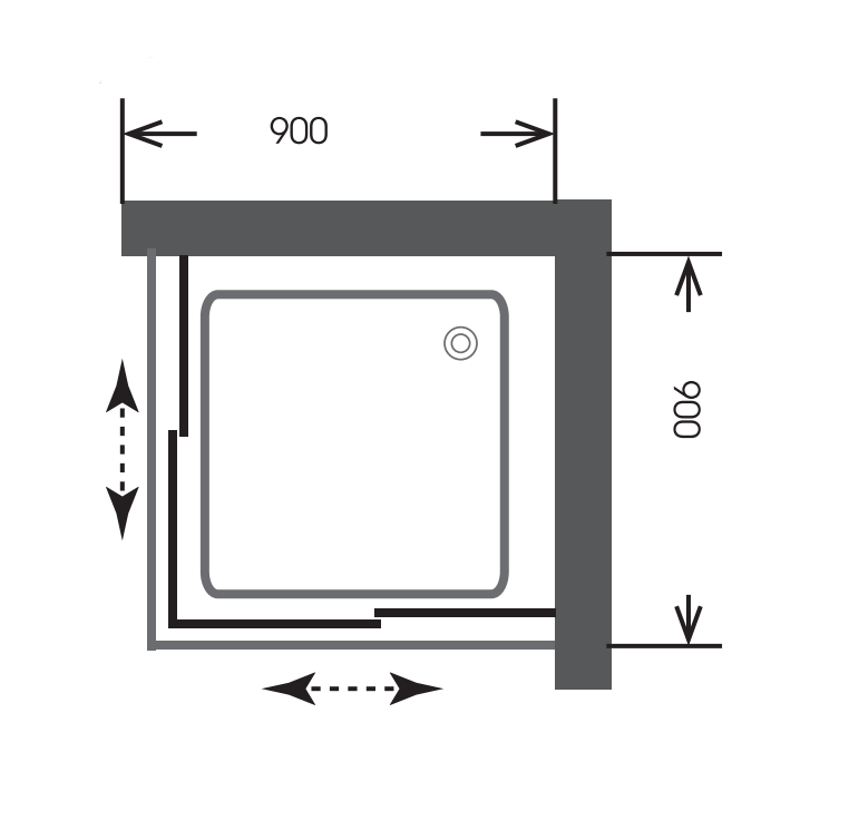 Đế phòng tắm đứng vuông 900x900cm MANHATTAN P19