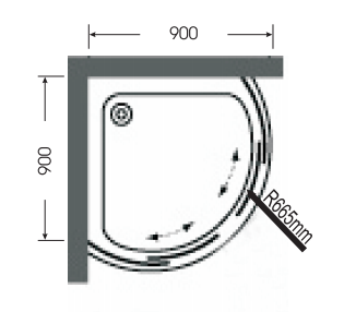 Đế phòng tắm đứng dáng tròn 900x900mm MANHATTAN P49