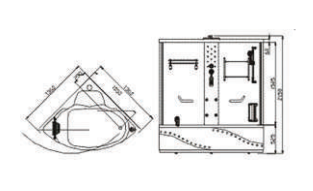 Phòng tắm massage xông hơi đặt góc MANHATTAN M8820