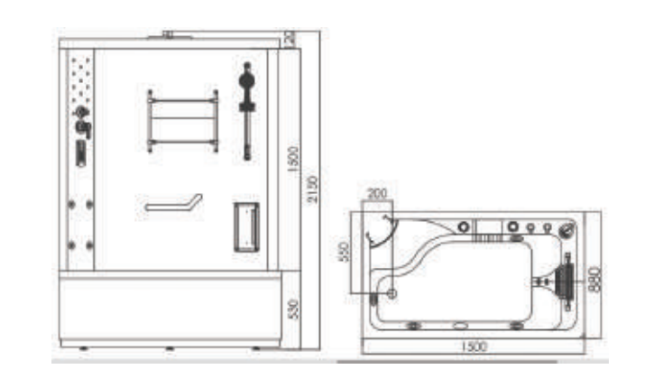 Phòng tắm massage xông hơi đặt góc trái MANHATTAN M8823