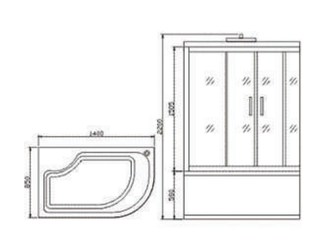Phòng tắm massage xông hơi đặt góc trái MANHATTAN M8837