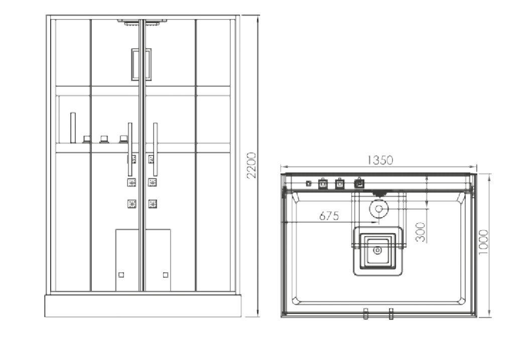 Phòng tắm massage xông hơi chữ nhật MANHATTAN M8888