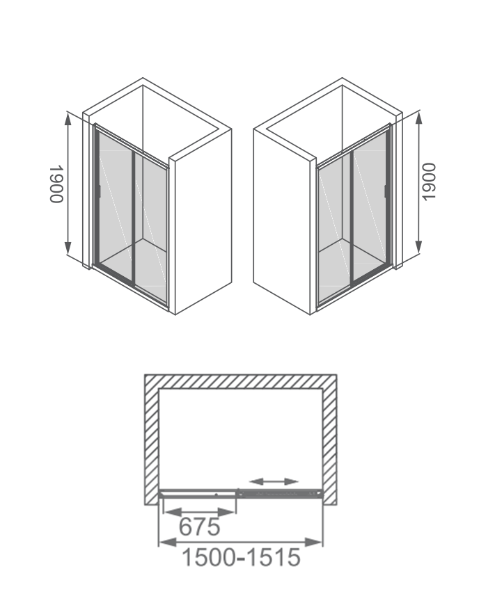 Vách kính phòng tắm cửa lùa MANHATTAN M06121