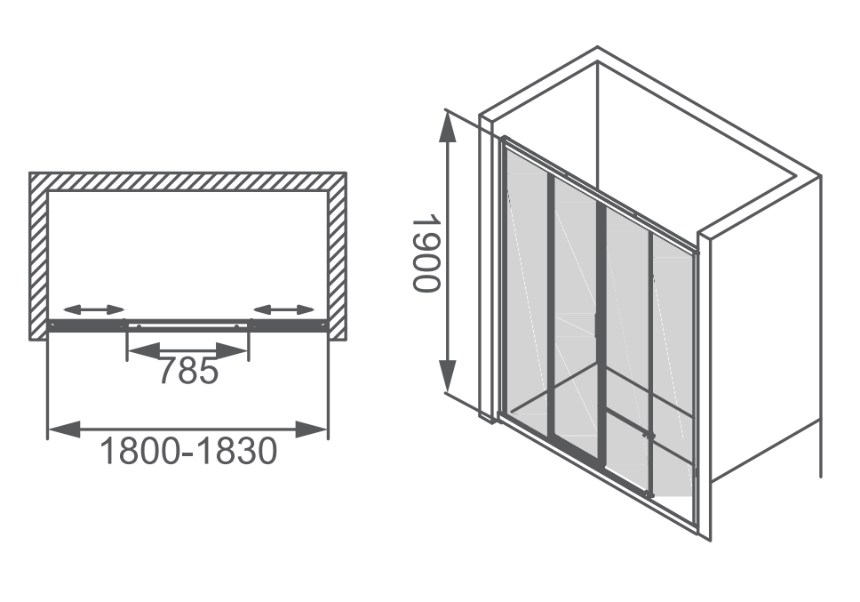 Vách kính phòng tắm cửa lùa MANHATTAN M06142-1800x1900