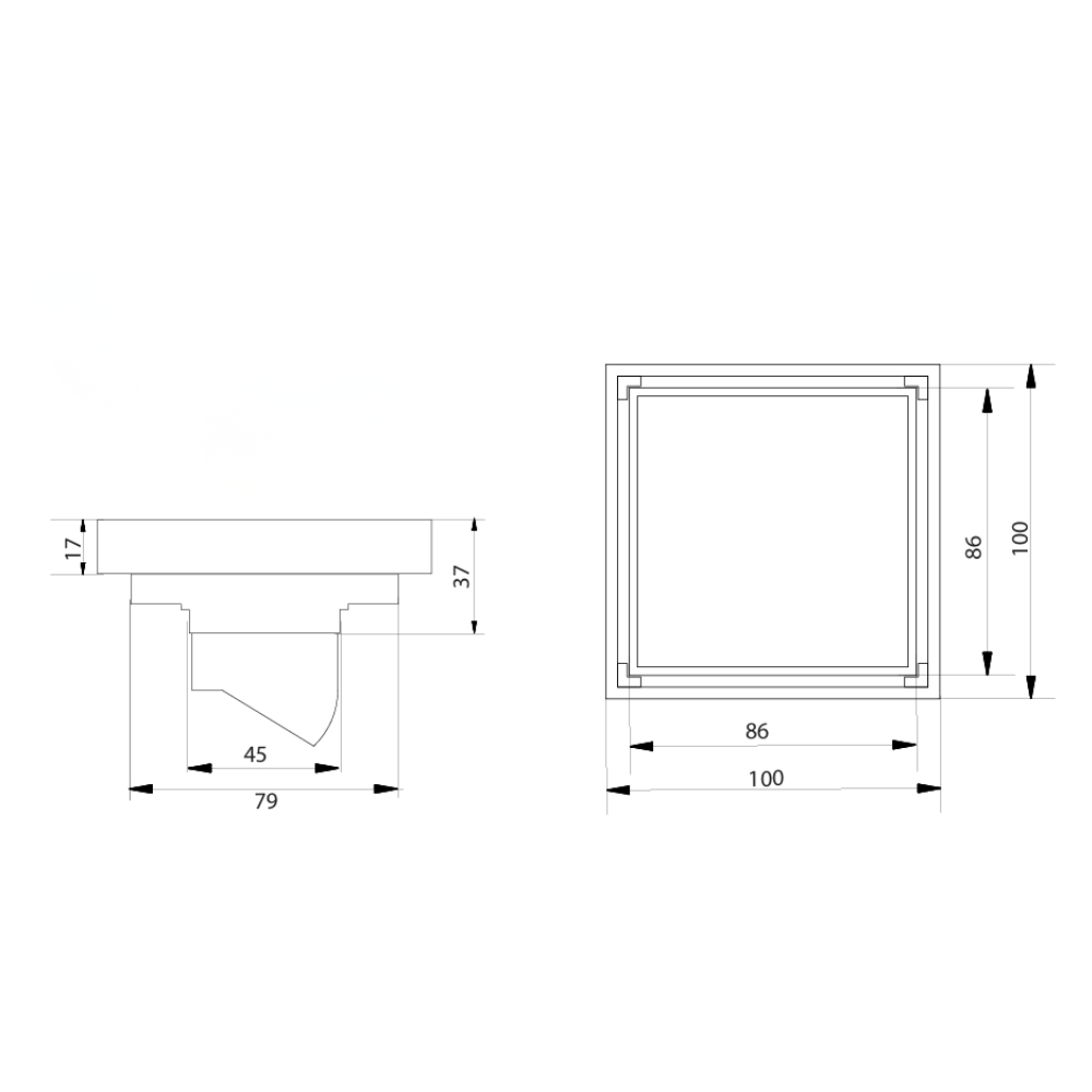 Phễu thoát sàn 10x10cm MERDRAIN MD-S8013