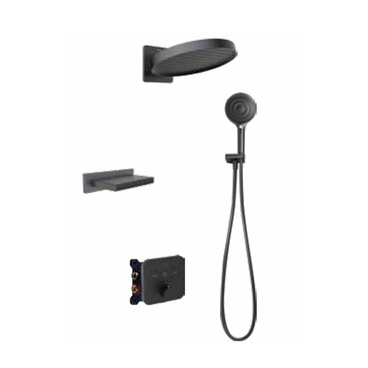 Sen tắm âm tường 3 đường nước nhiệt độ MOEN MR23014BL+UHT73343FBL+UR4000+A717BL+HH202023BL+A716BL+737BL