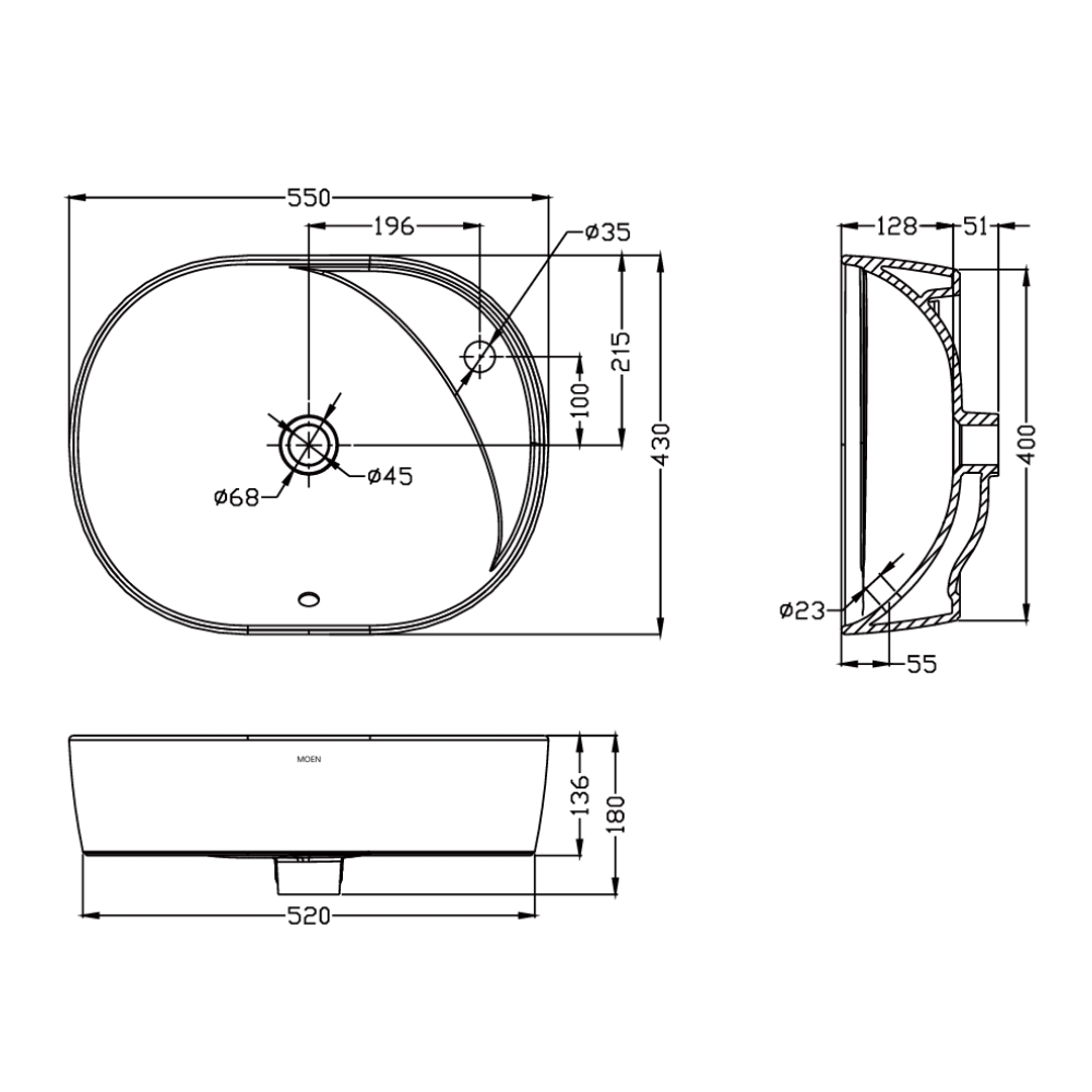 Lavabo đặt bàn MOEN SW53711