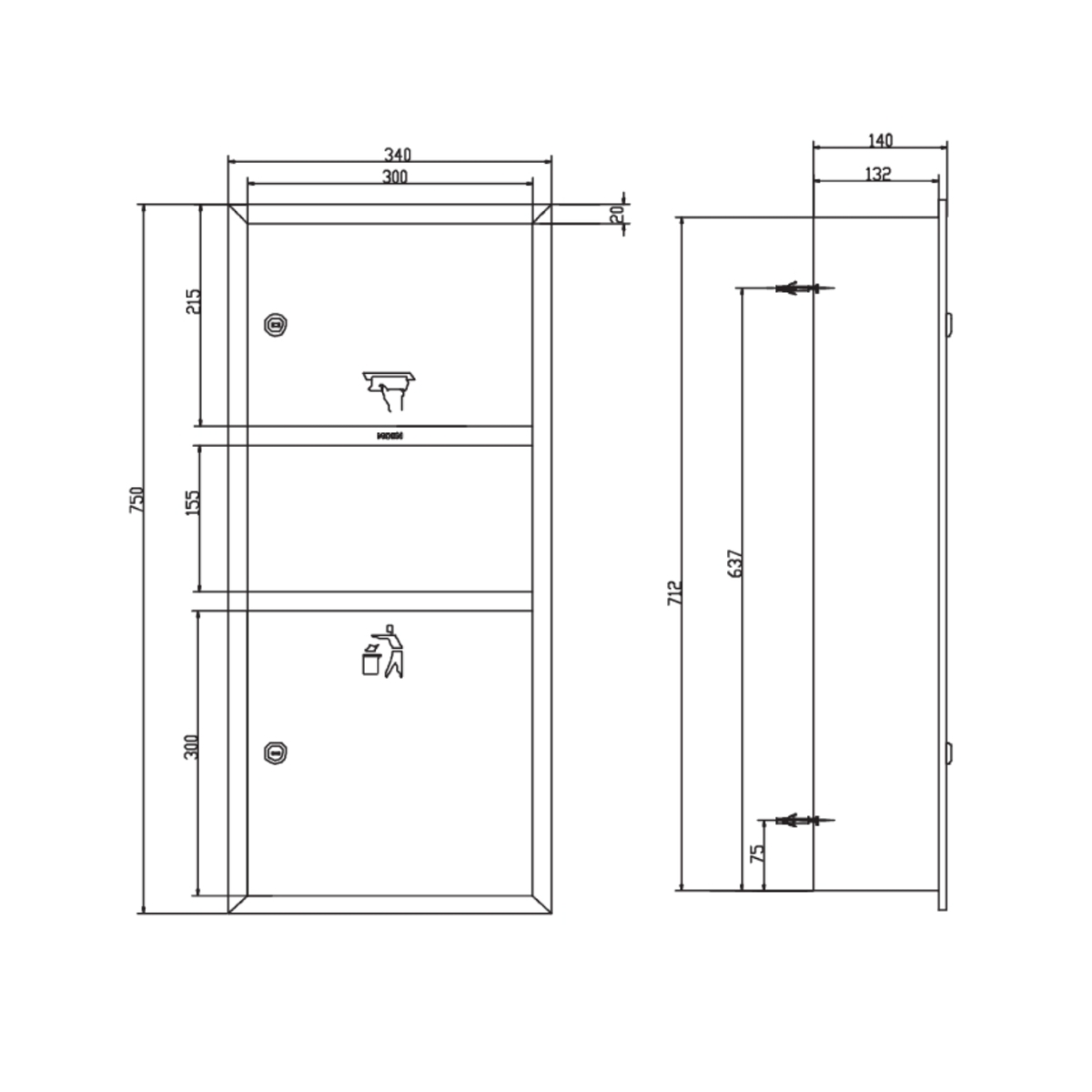 Hộp đựng giấy âm tường inox MOEN ACC9981SLP