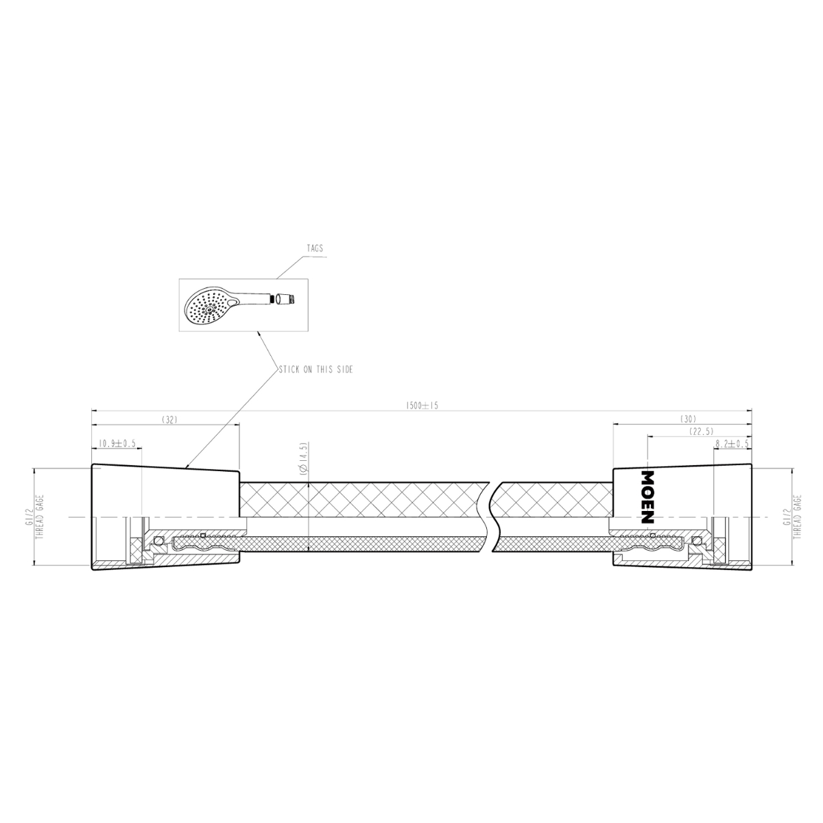 Dây sen PVC dài 1.5m MOEN 737BL