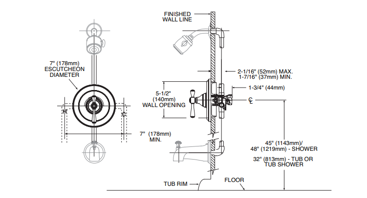 Củ vòi âm tường nóng lạnh MOEN Kingsley T3111