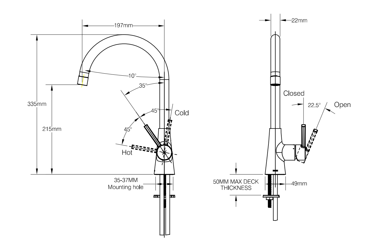 Vòi rửa chén nóng lạnh MOEN GN60500