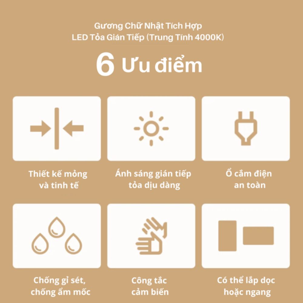 Gương led chữ nhật 90x60cm MotoM MBK018R-LV/WV