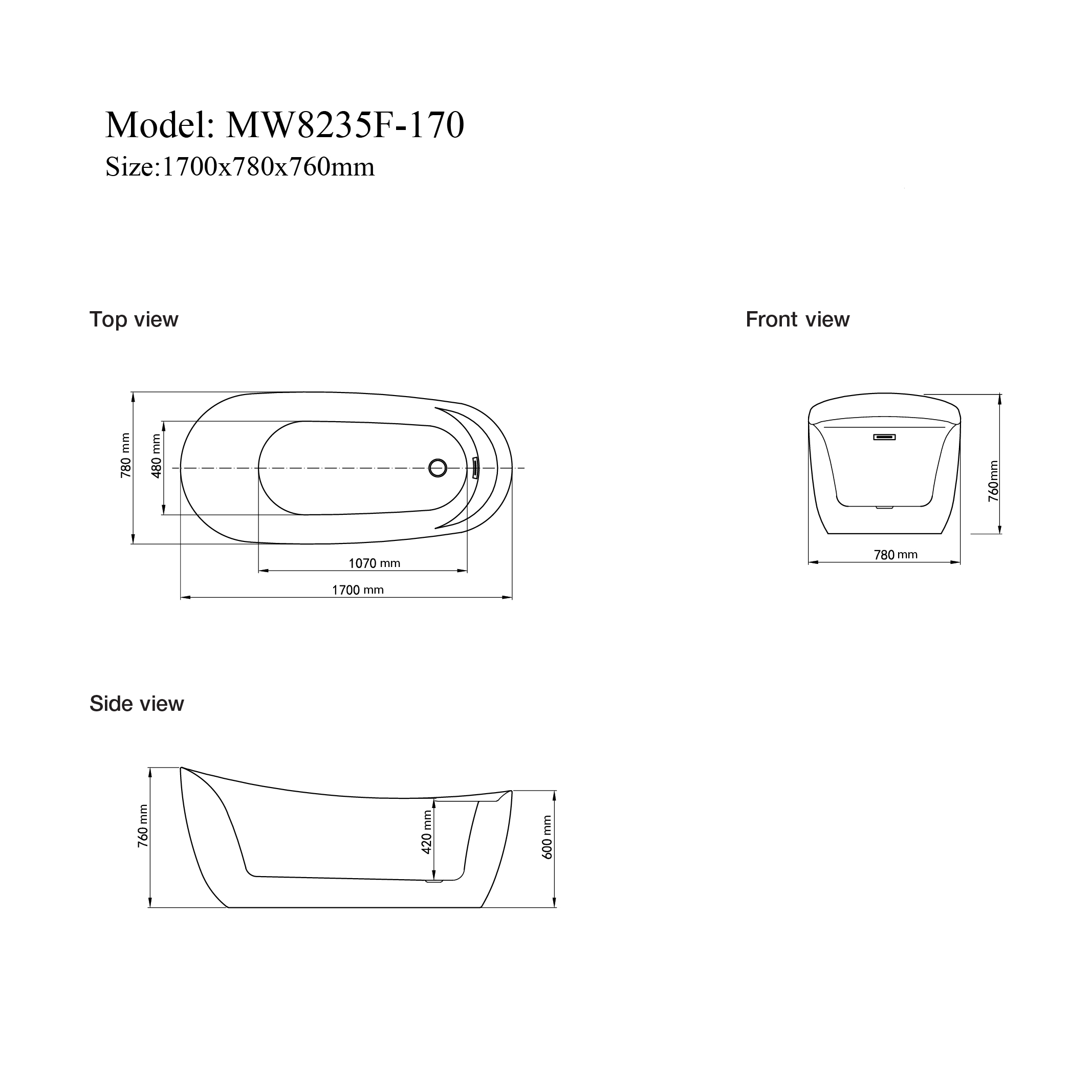 Bồn tắm đặt sàn 1.7m MOWOEN MW8235F-170