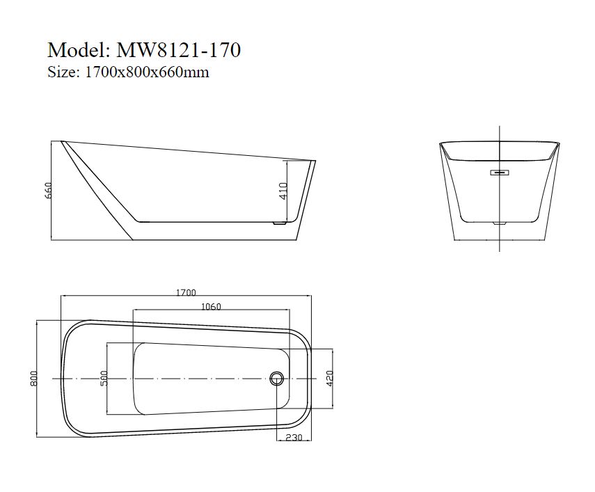 Bồn tắm đặt sàn 1.7m Mowoen MW8121-170