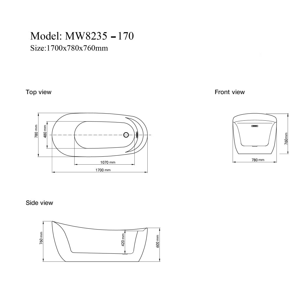 Bồn tắm đặt sàn 1.7m MOWOEN MW8235-170