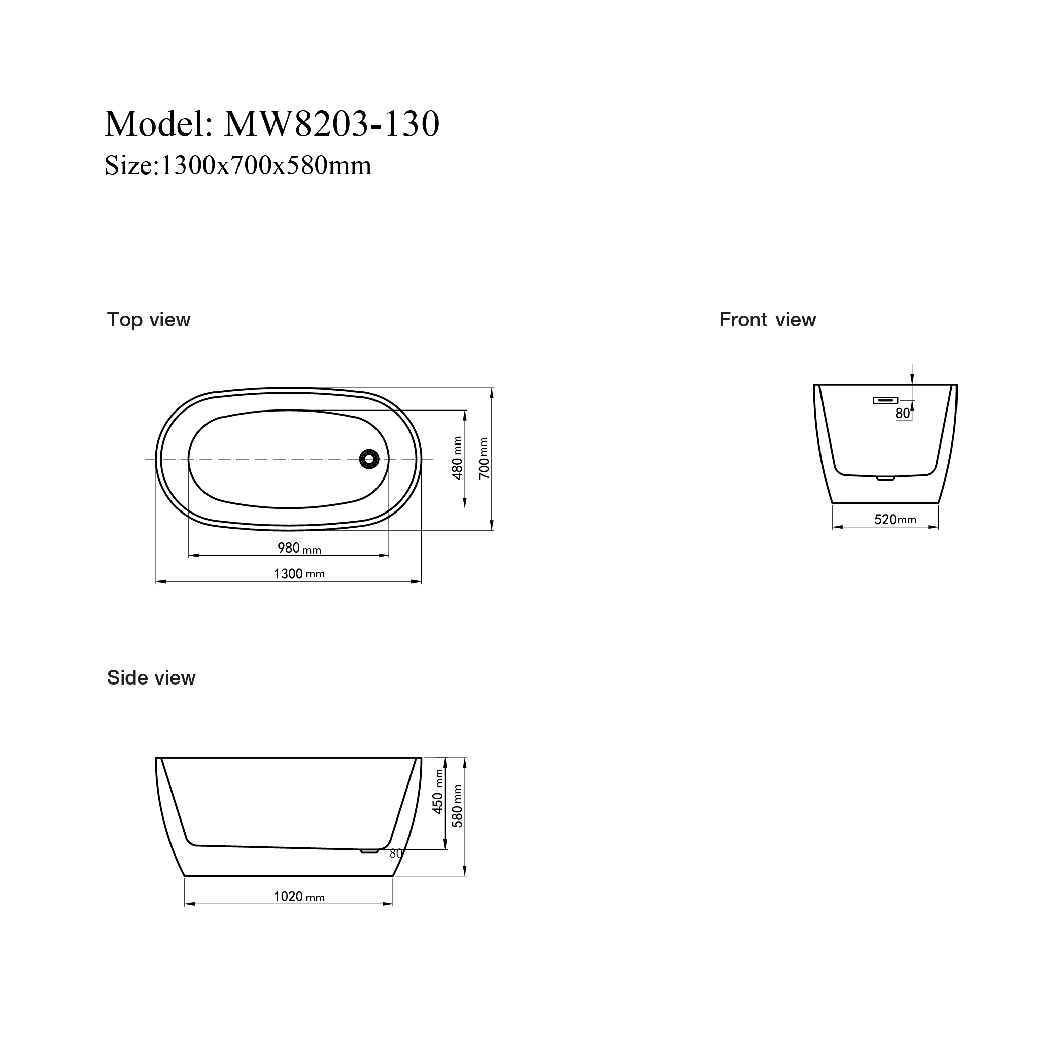 Bồn tắm đặt sàn 1.2m MOWOEN MW8203-120