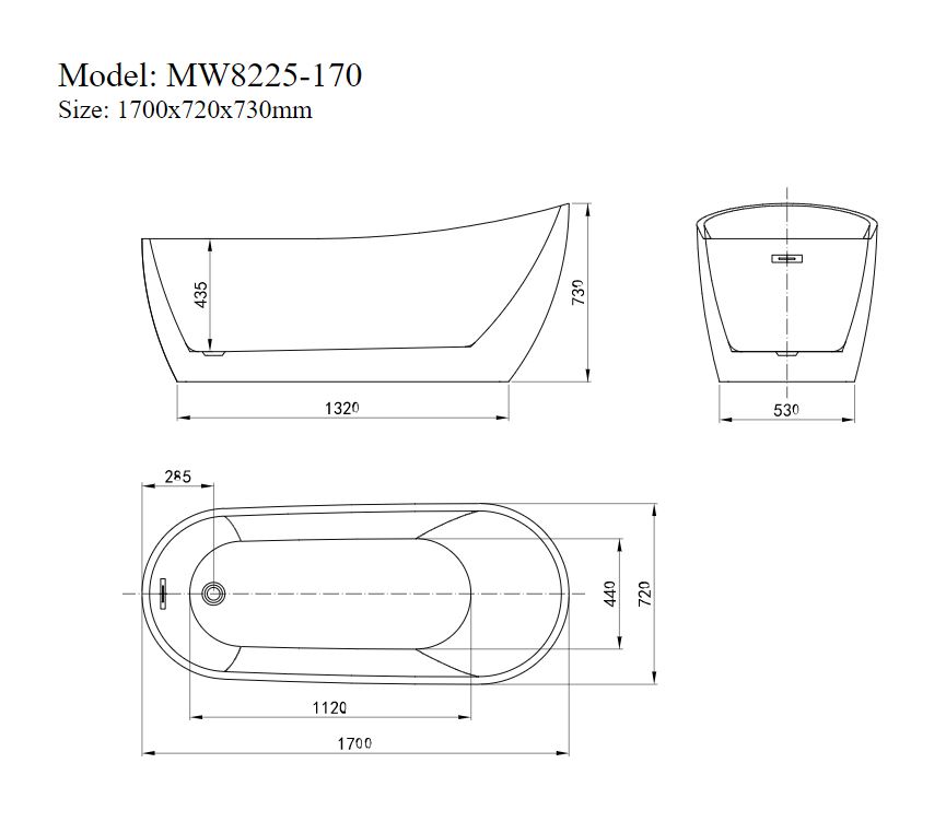 Bồn tắm đặt sàn 1.7m MOWOEN MW8225-170