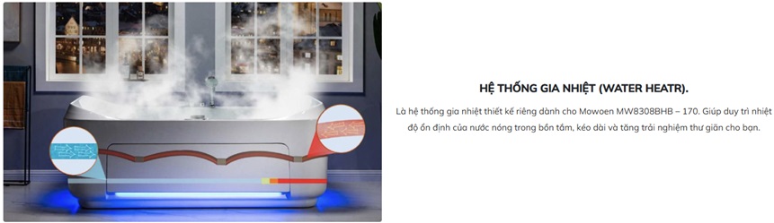 Bồn tắm đặt sàn massage 1.7m MOWOEN MW8308BHB-170