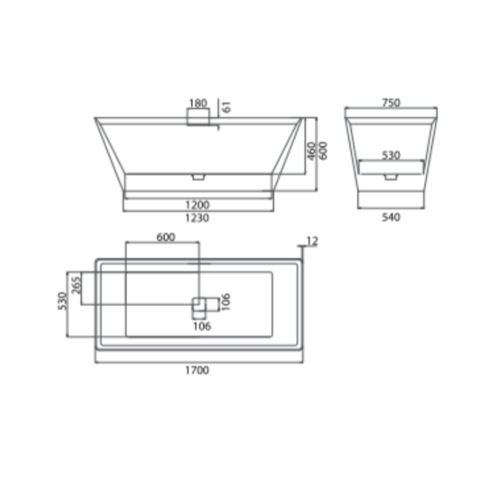 Bồn tắm đặt sàn 1.7m BLAKE MOWOEN MW001