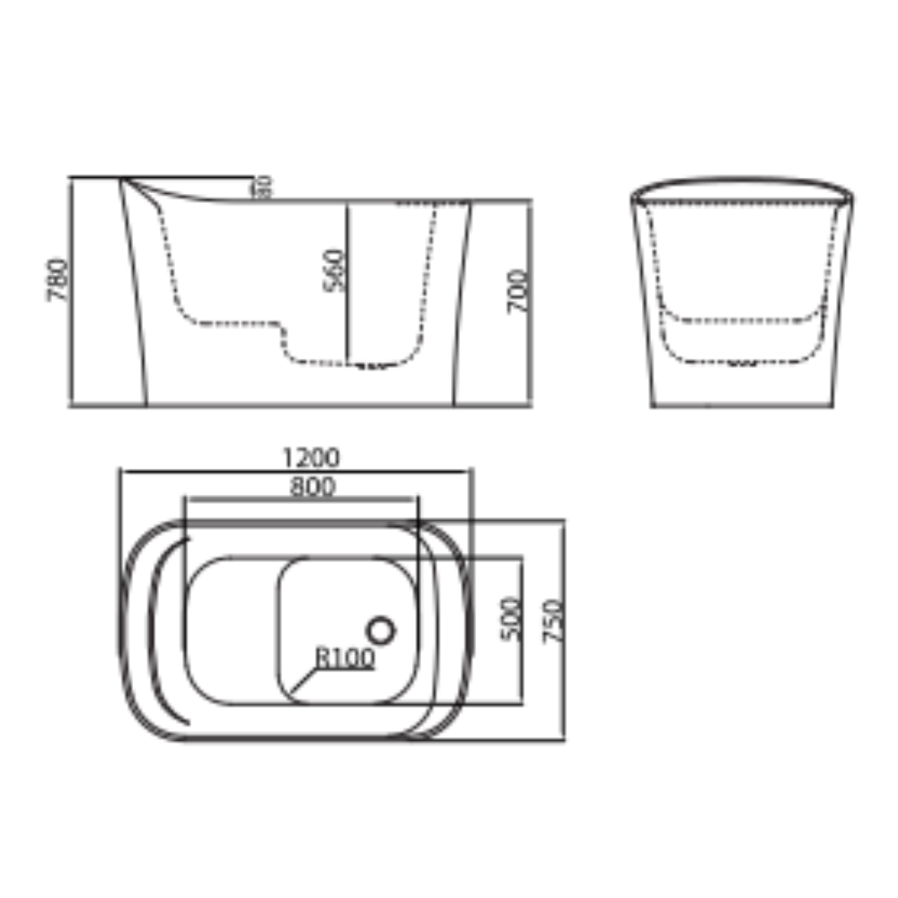 Bồn tắm đặt sàn 1.2m MOWOEN MW8125-120