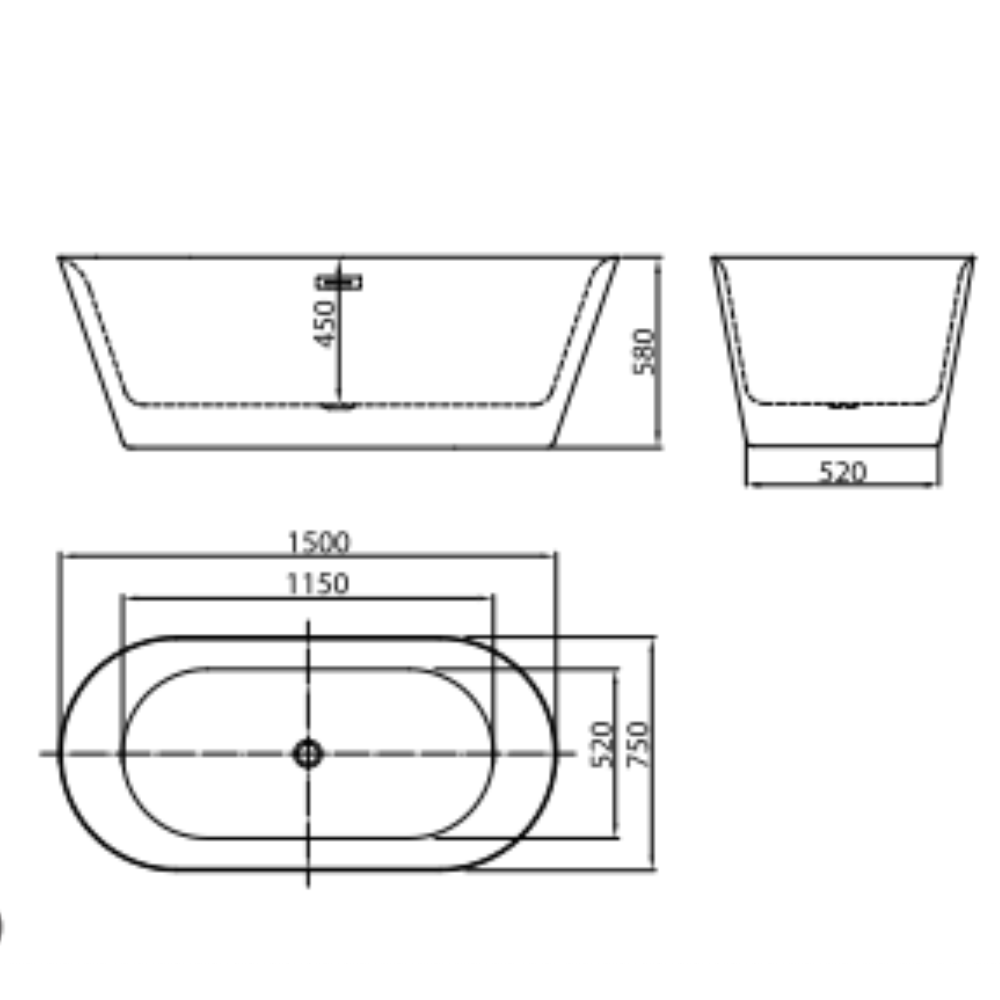 Bồn tắm đặt sàn 1.5m CURVED MOWOEN MW8201S-150